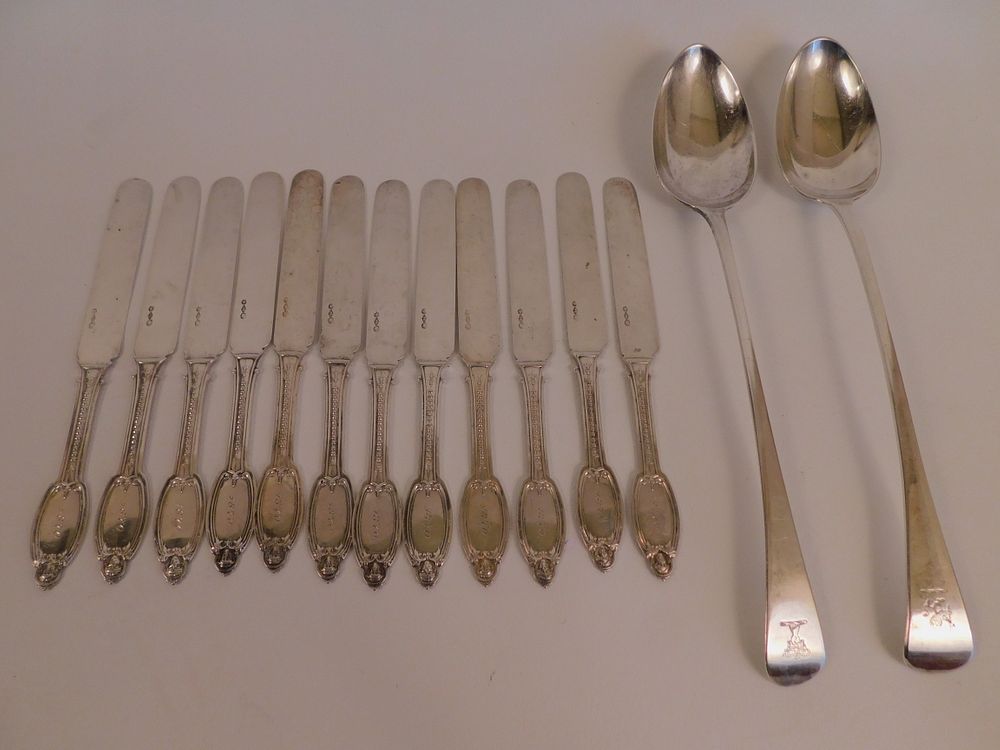 Appraisal: PCS STERLING SILVER FLATWARE Includes Pair of inch early th