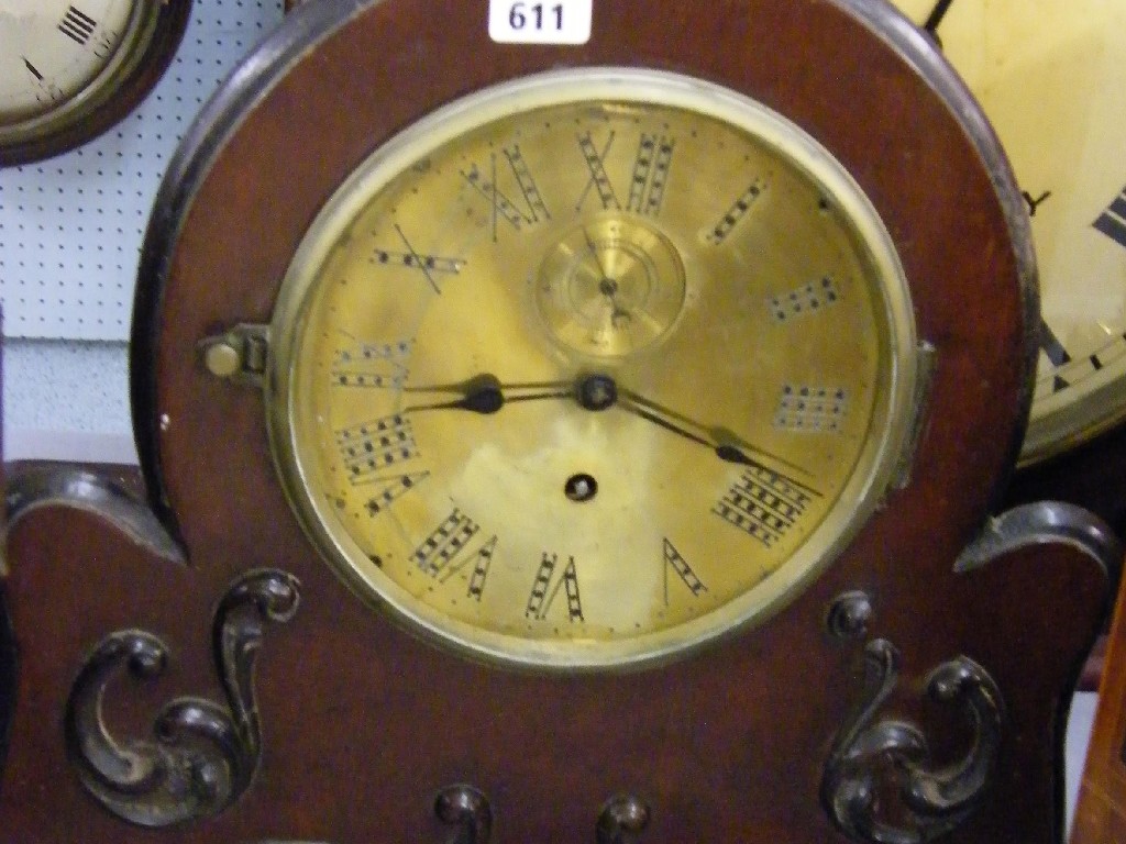 Appraisal: Unusual mahogany mantel timepiece with platform escapement the brass dial