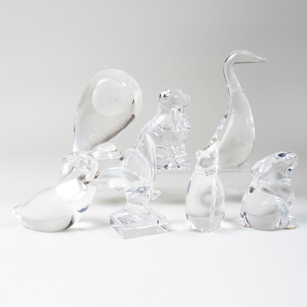 Appraisal: Group of Steuben and Baccarat Glass Models of Animals The