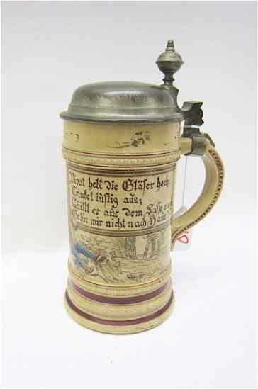 Appraisal: VILLEROY BOCH GERMAN BEER STEIN L painted under glaze with