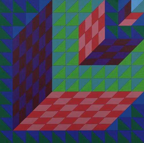 Appraisal: VASARELY VICTOR Hungary - Annet-sur-Marne EROED Oil on hardboard Signed