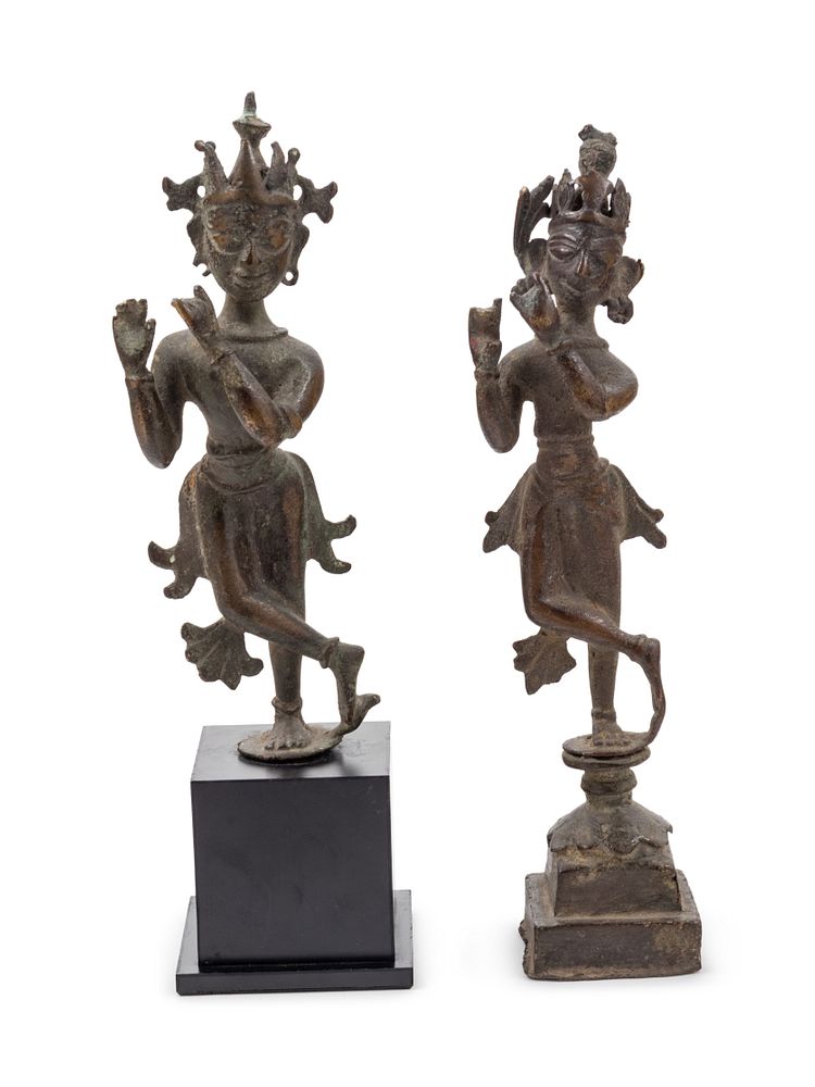 Appraisal: Two Indian Bronze Figures of Lord Krishna Height of taller