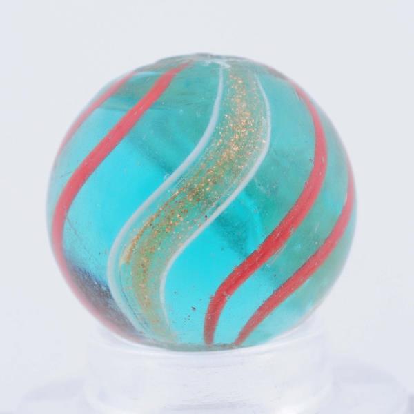 Appraisal: Aqua Glass Red Banded Lutz Marble Hard to fine aqua