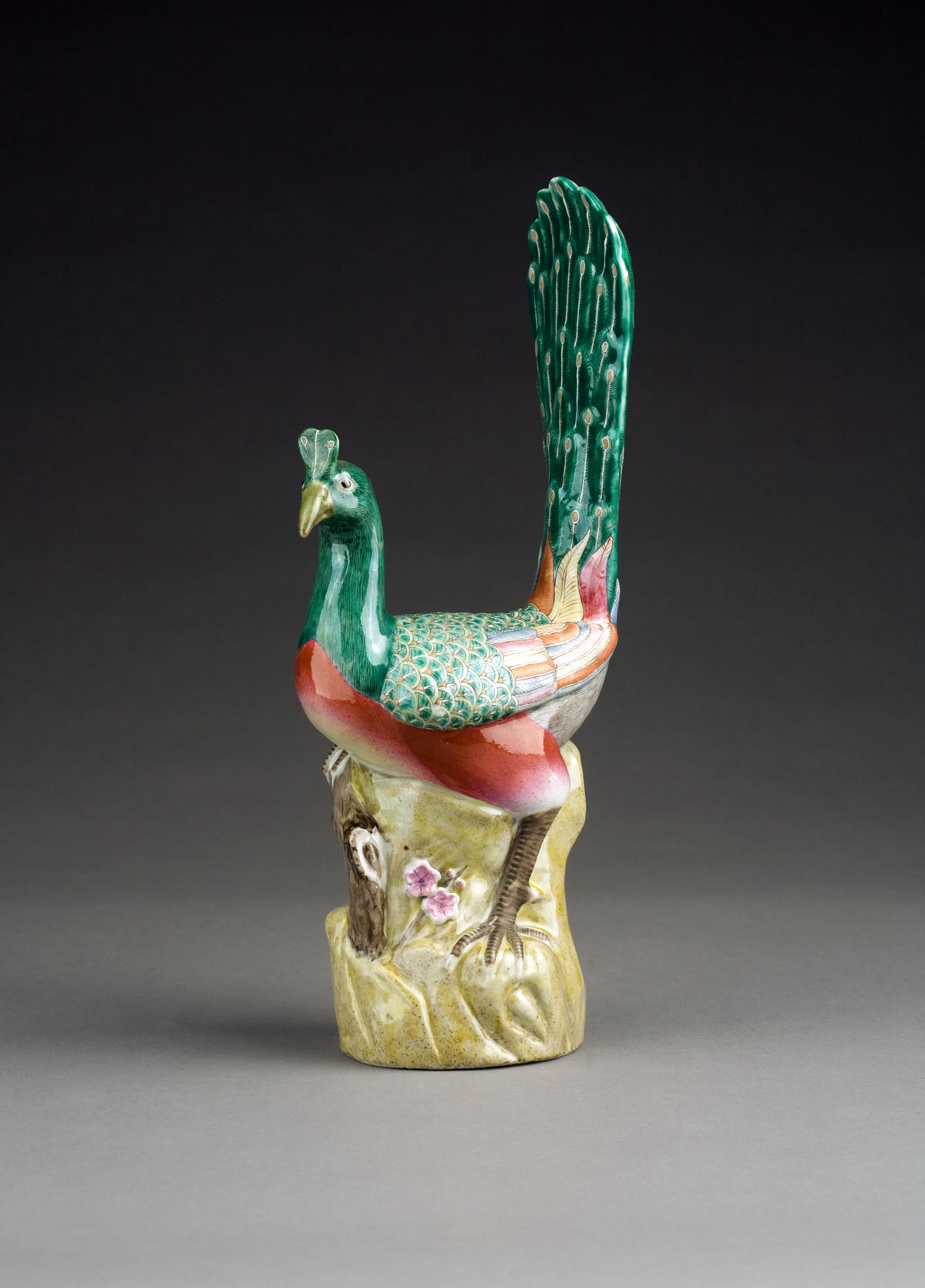 Appraisal: CHINESE EXPORT PORCELAIN FIGURE OF A PEACOCK In polychrome enamels