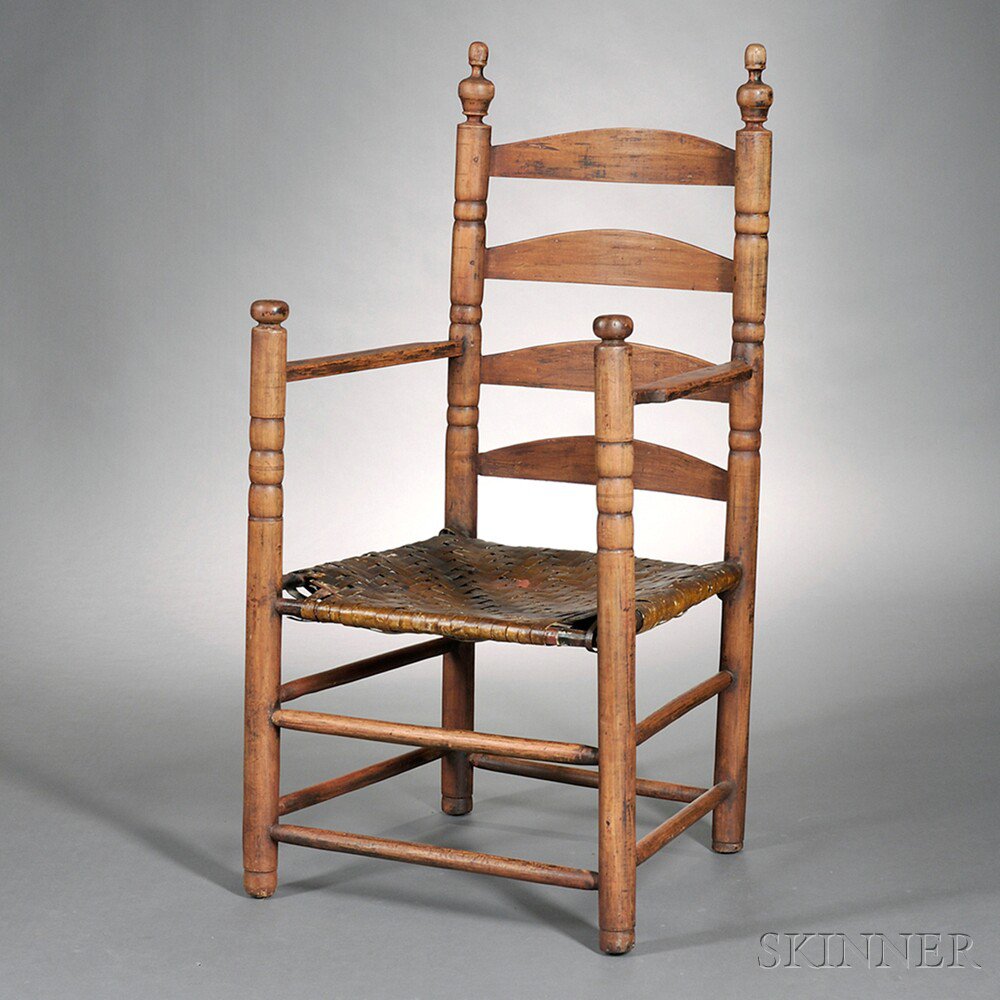 Appraisal: Maple and Oak Slat-Back Armchair possibly Long Island New York