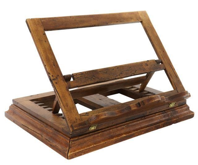 Appraisal: Italian tabletop wood bookstand intentionally distressed finish adjustable easel back