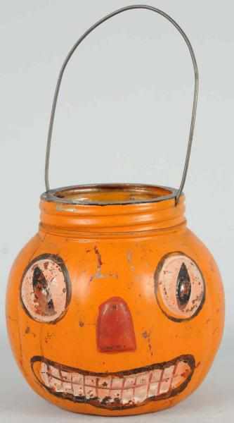 Appraisal: Halloween Glass Candy Container with Metal Holder plus paint remains