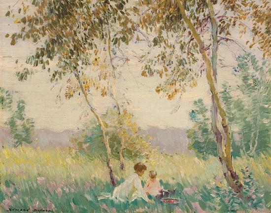 Appraisal: EDWARD DUFNER American - Under the Birches oil on canvas