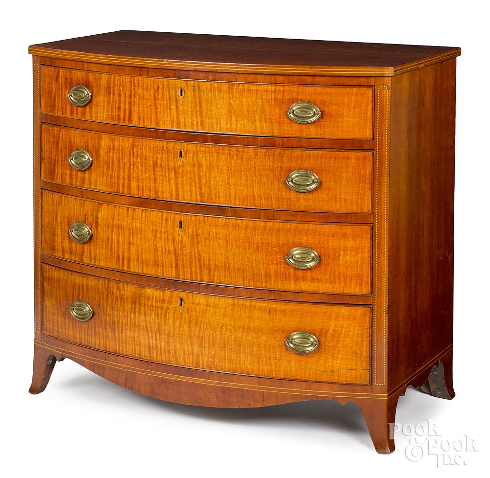 Appraisal: Pennsylvania Federal bowfront chest of drawers Pennsylvania Federal cherry and