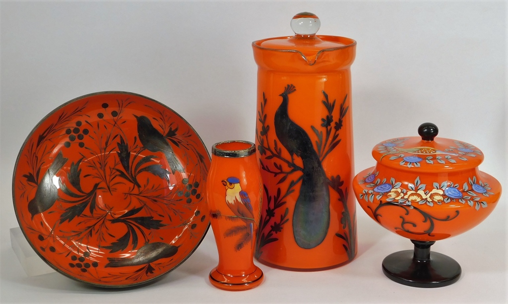 Appraisal: ATTR HARRACH ORANGE ASSORTED BOHEMIAN ART GLASS Bohemia th CenturyLot