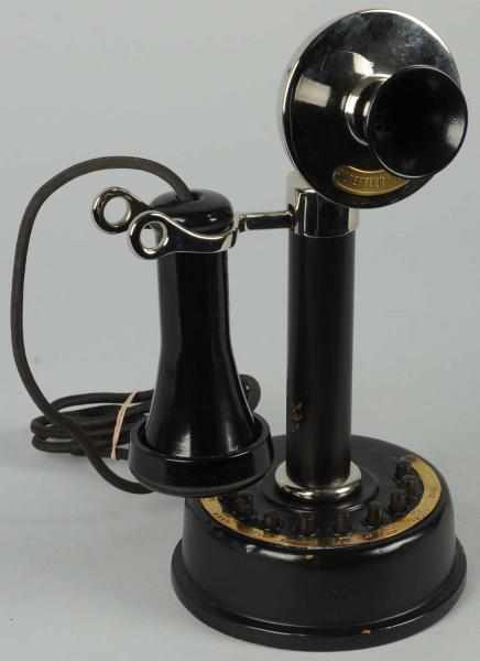 Appraisal: Loeffler -Station Stick Telephone Circa black cast iron base black