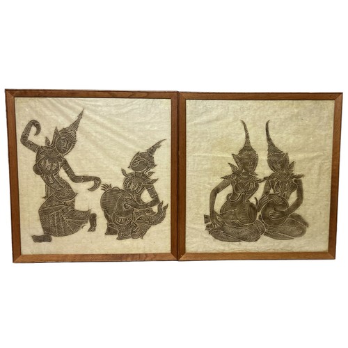 Appraisal: A pair of Mid-century Thai Temple rubbings on Rice paper