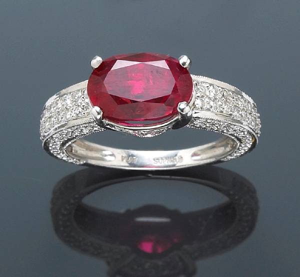 Appraisal: A ruby and diamond ring Sophia D signed Sophia D