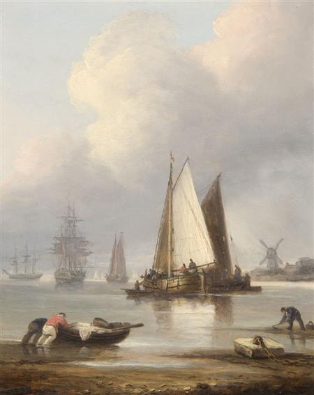 Appraisal: THOMAS LUNY - LOW TIDE IN THE ESTUARY WITH VESSELS