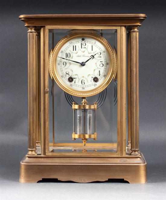 Appraisal: Seth Thomas gilt bronze and glass mantle clock late th