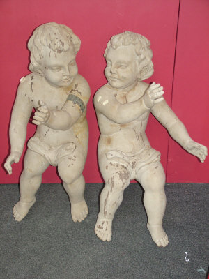 Appraisal: A pair of early th century style painted carved wooden