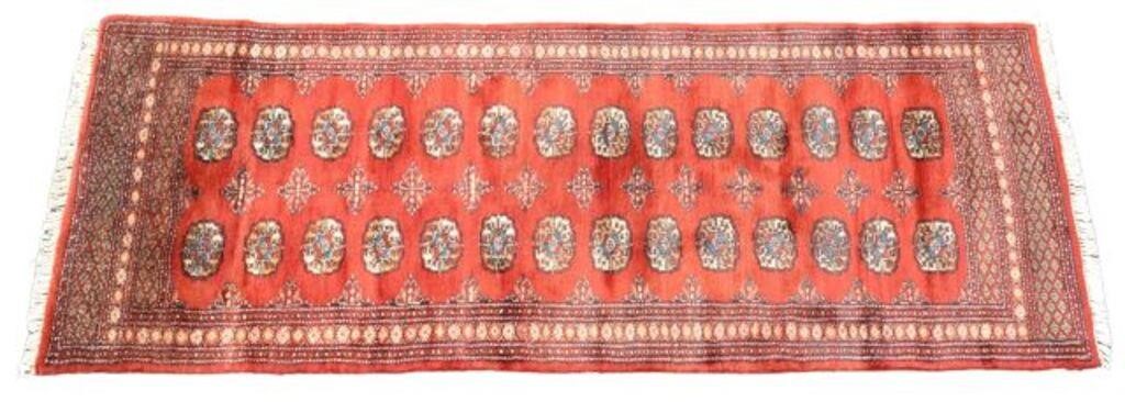 Appraisal: Hand-tied Pakistani Bokhara runner approx ' l ' w