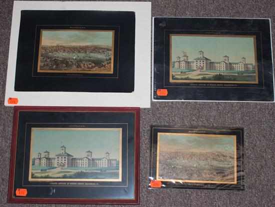 Appraisal: Baltimore Landmarks Five chromolithographs with printed gold and black margins