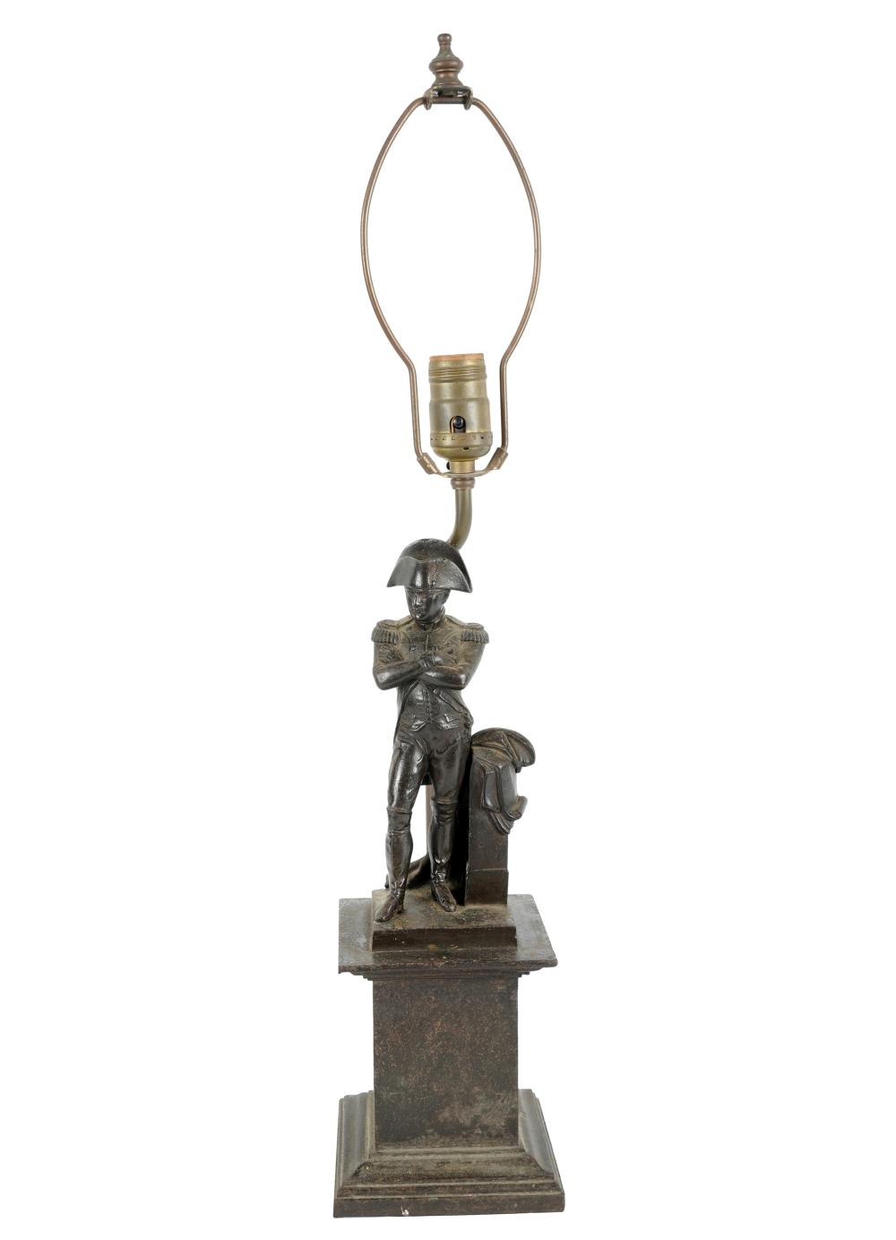 Appraisal: IRON FIGURE OF NAPOLEONmounted as a lamp no shade inches