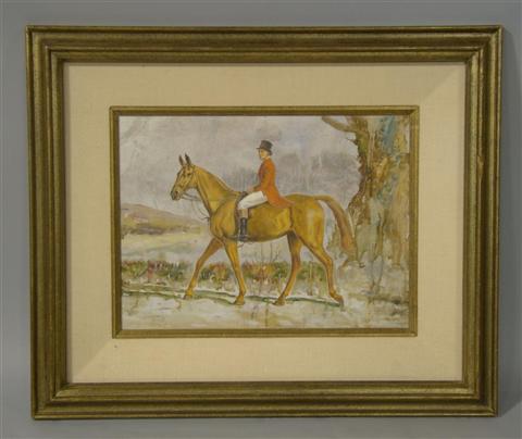 Appraisal: STYLE OF MUNNINGS RIDER ON HORSE BACK Oil on canvas