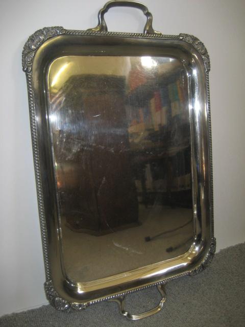 Appraisal: A TWO HANDLED TEA TRAY maker Viners Sheffield of plain