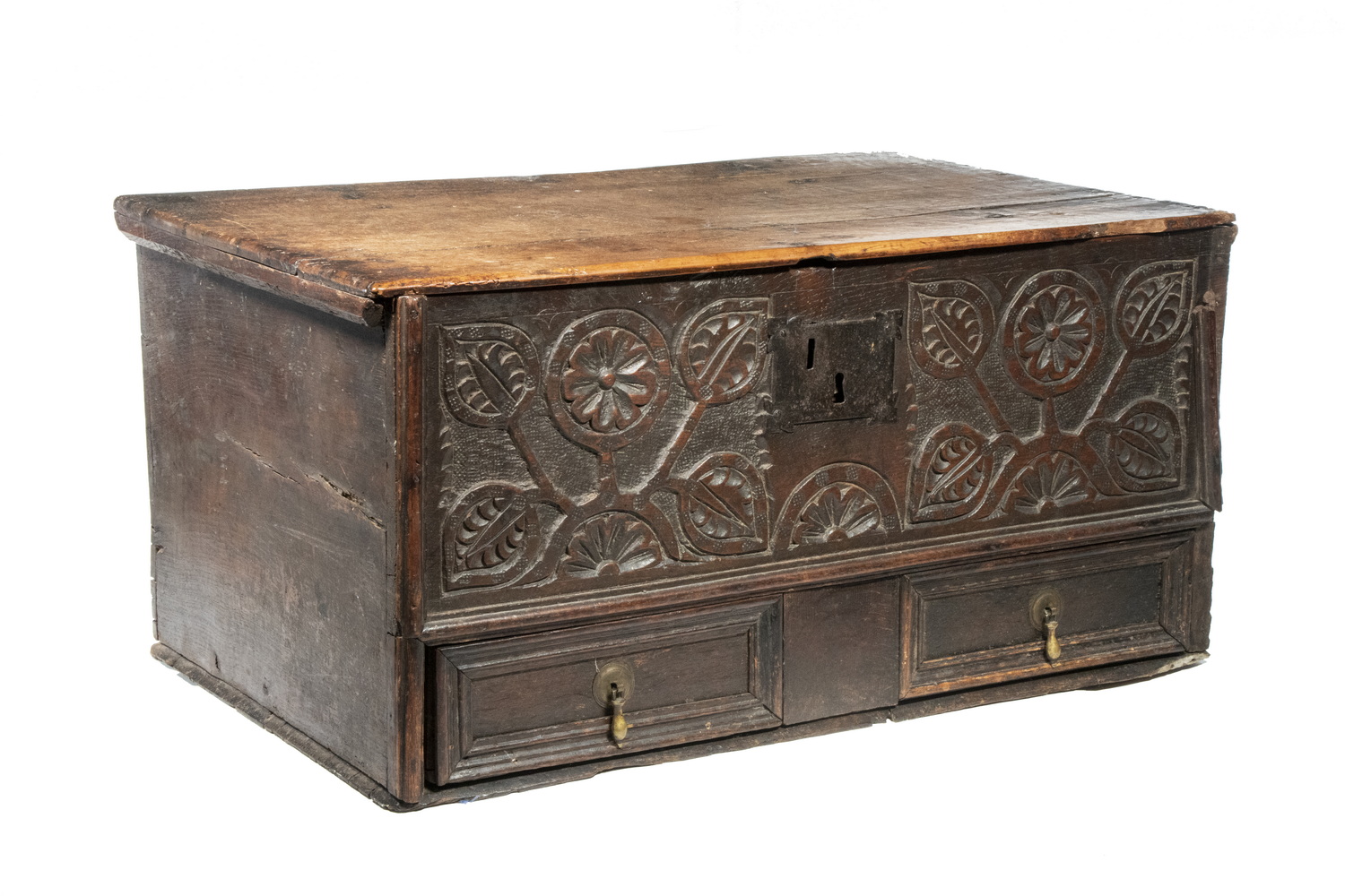 Appraisal: TH C OAK STORAGE BOX English Lift Top Bible Box