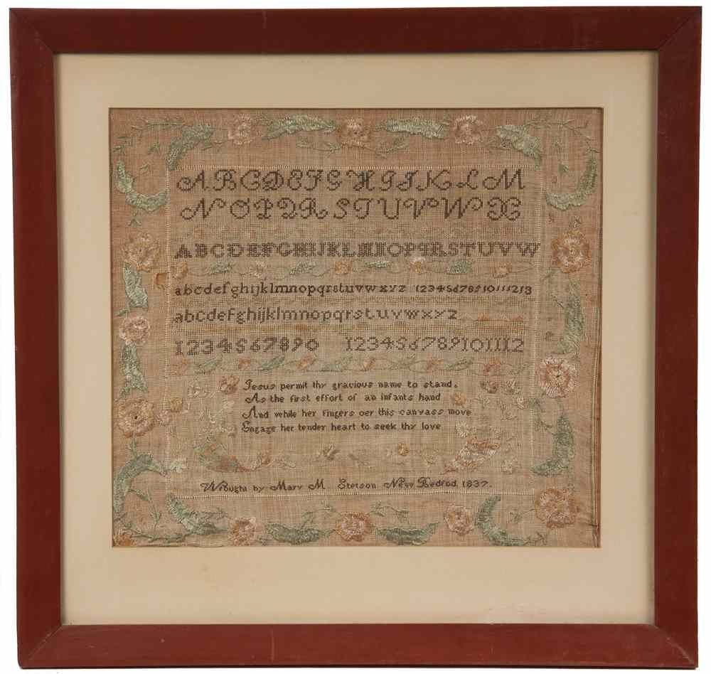 Appraisal: EARLY TH C SAMPLER - Letters and Numbers Sampler with