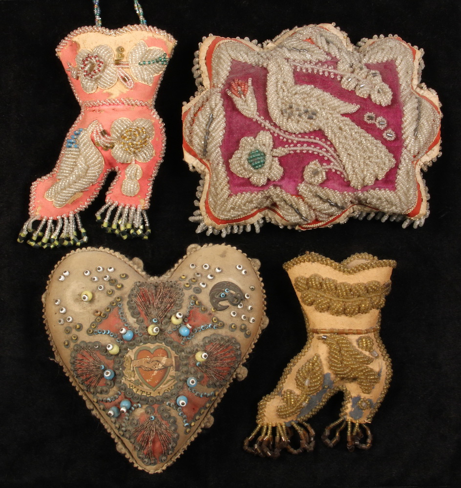 Appraisal: NATIVE AMERICAN BEADWORK PILLOWS - Niagara Falls Iroquois Beadwork on