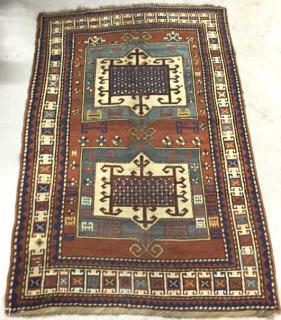 Appraisal: Colorful Kazak Hall Carpet Colorful Kazak hall carpet ' l