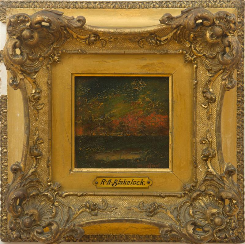 Appraisal: ATTRIBUTED TO RALPH ALBERT BLAKELOCK - SUNSET LANDSCAPE Oil on