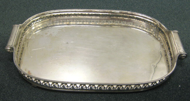 Appraisal: SHEFFIELD SERVING TRAY Plated silver on copper oval galleried with