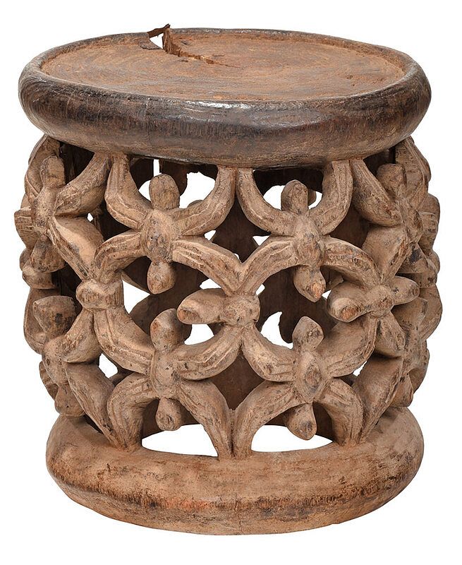 Appraisal: Carved West African Spider Motif Stool Cameroon Western Grassfields area