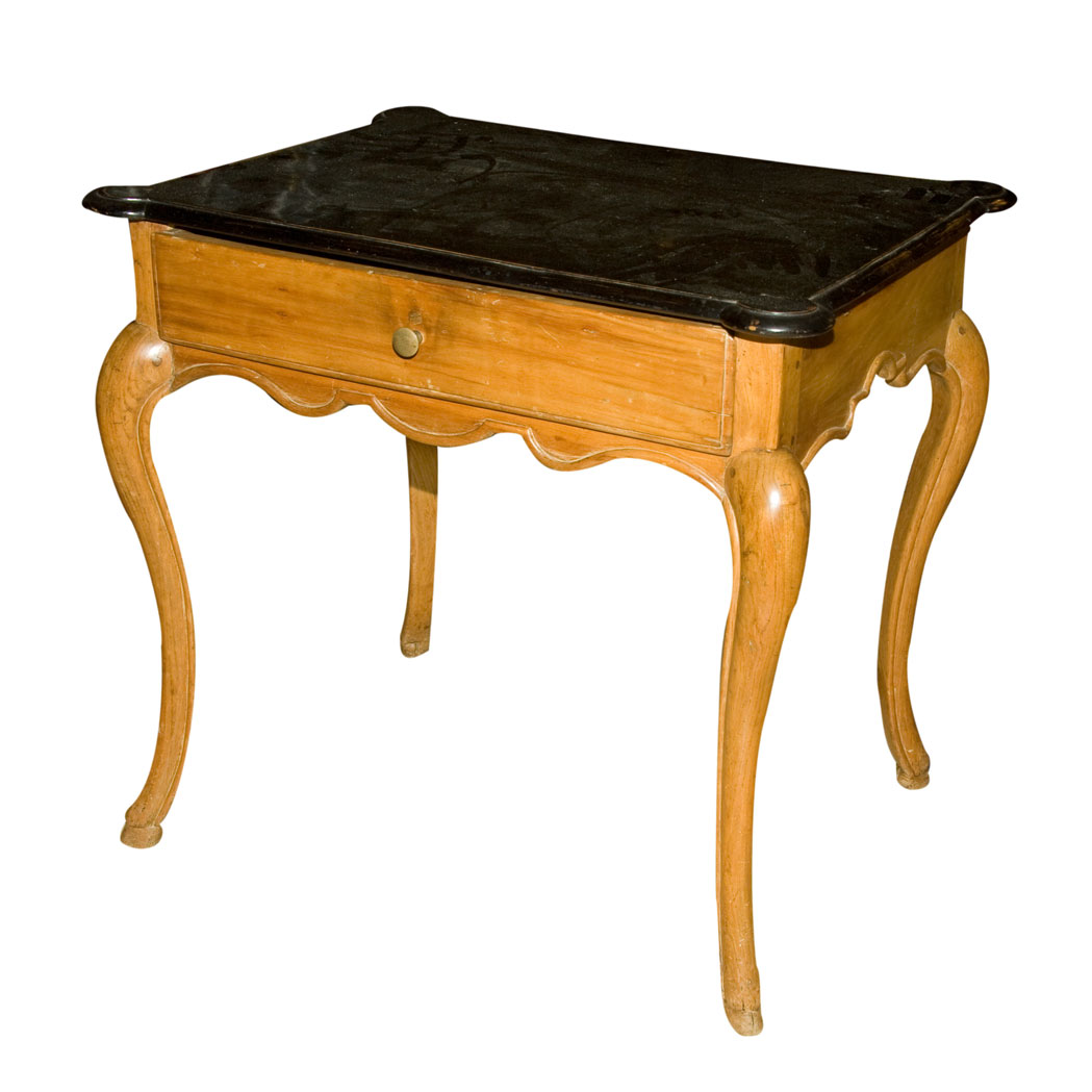 Appraisal: Continental Rococo Painted Ebonized Walnut Work Table Mid th century