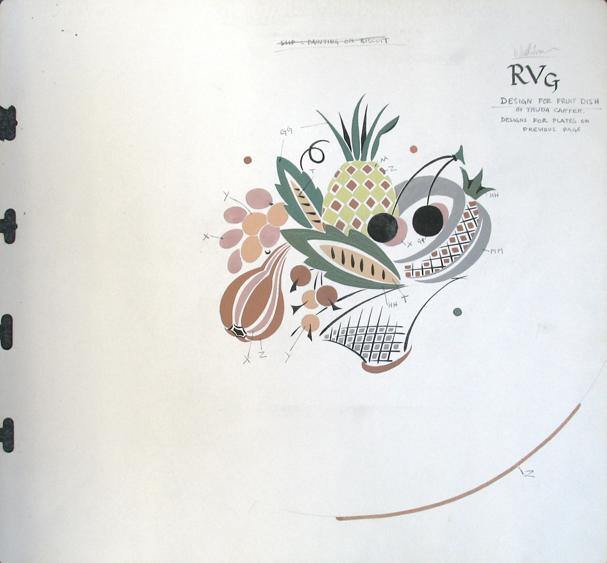 Appraisal: TRUDA CARTER Design for fruit dish on paper painted in