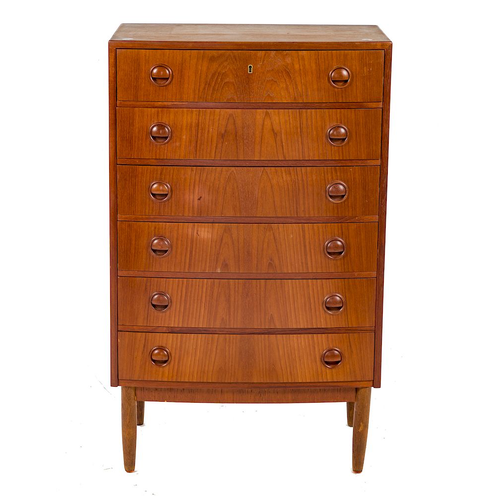 Appraisal: Danish Modern Teakwood Tall Chest mid- th century bowed front