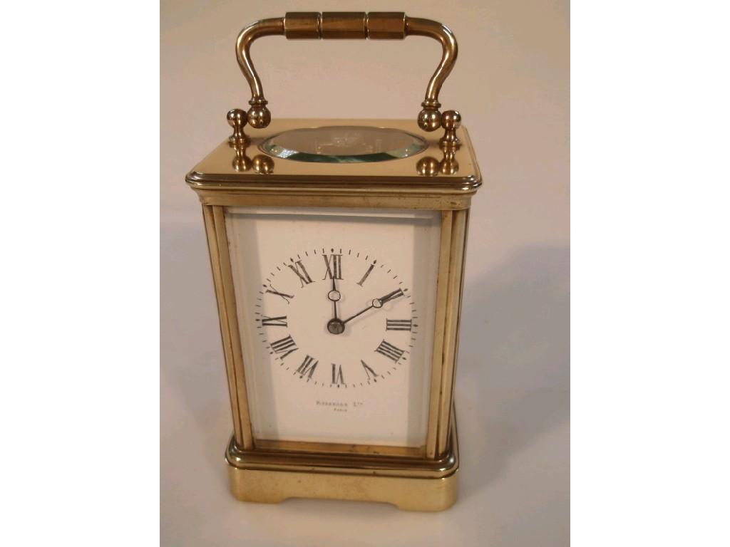 Appraisal: An early thC French gilt metal carriage clock with a