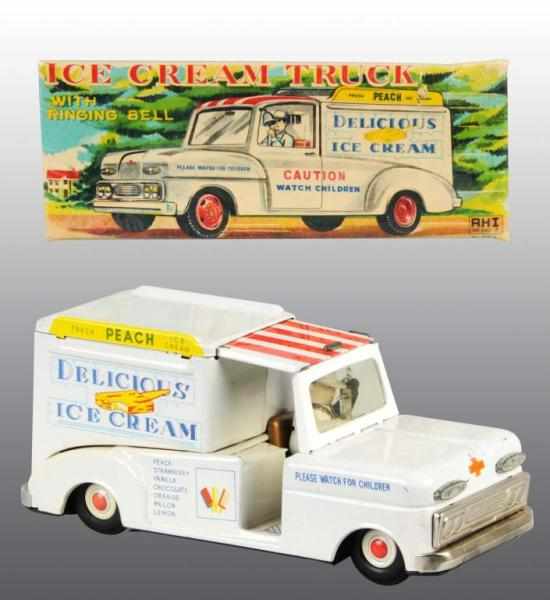 Appraisal: Tin Delicious Ice Cream Truck Friction Toy Description Japanese Working