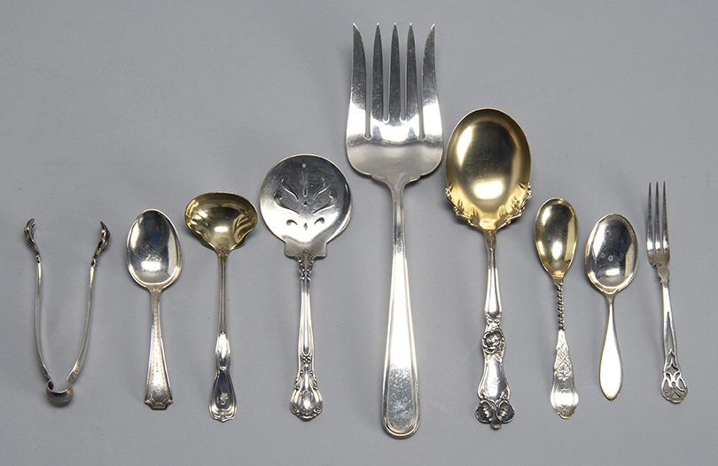 Appraisal: NINE PIECES OF STERLING SILVER FLATWARE By various makers Includes