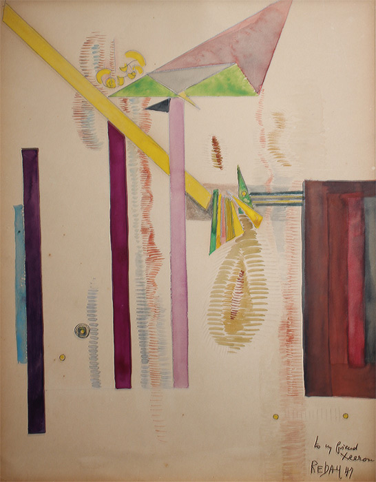 Appraisal: REBAY Hilla German - Modernist constructivist composition Watercolor and Pencil