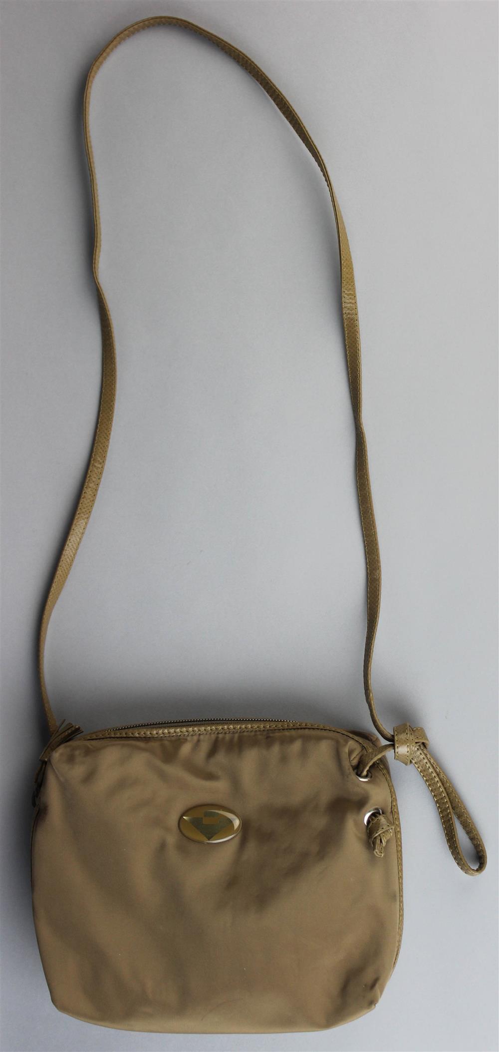 Appraisal: BOTTEGA VENETA NYLON SHOULDER BAG WITH LIZARD TRIM AND STRAP