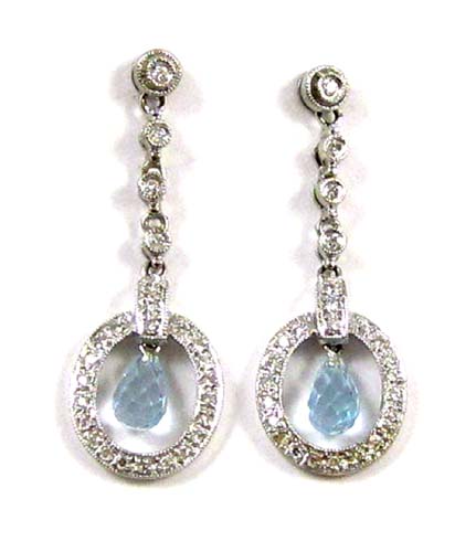 Appraisal: PAIR OF BLUE TOPAZ EARRINGS each k white gold with