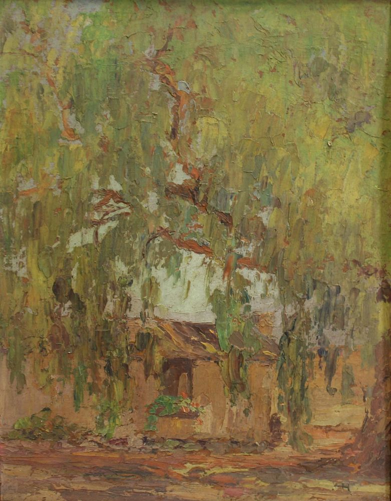 Appraisal: MONOGRAMMED Oil On Board Impressionist Southern Scene monogrammed lr rt