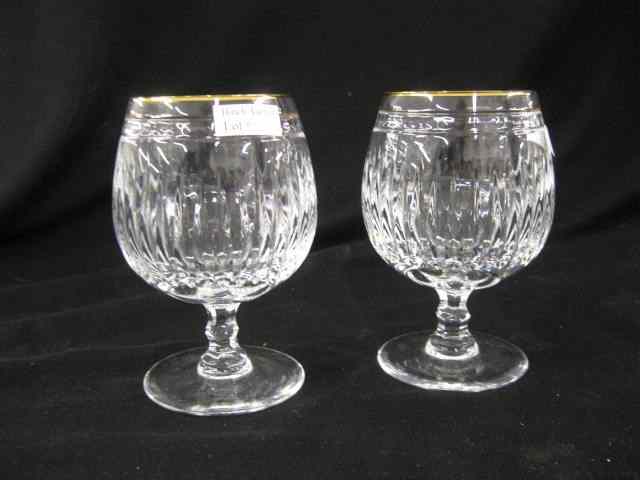 Appraisal: Waterford Crystal ''Hanover'' Brandy Glasses '' gold rim signed excellent