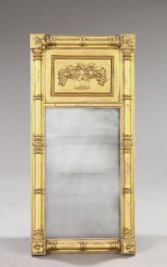 Appraisal: American Classical Carved and Turned Giltwood and Plaster Looking Glass