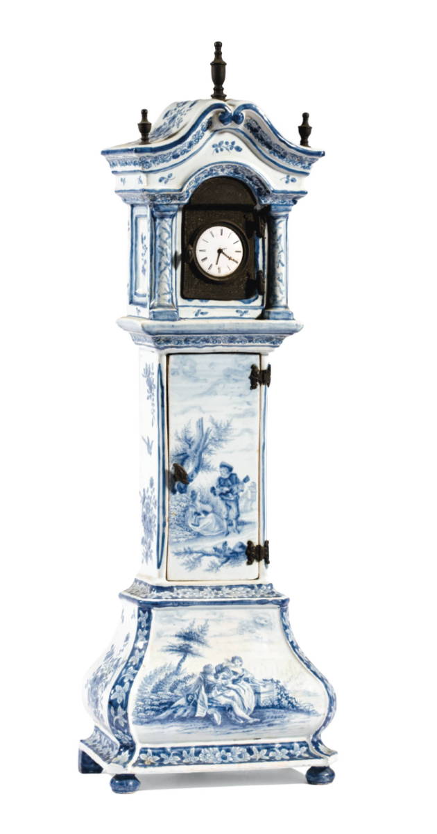 Appraisal: DUTCH DELFT BLUE AND WHITE TALLCASE CLOCK MID-LATE EIGHTEENTH CENTURY