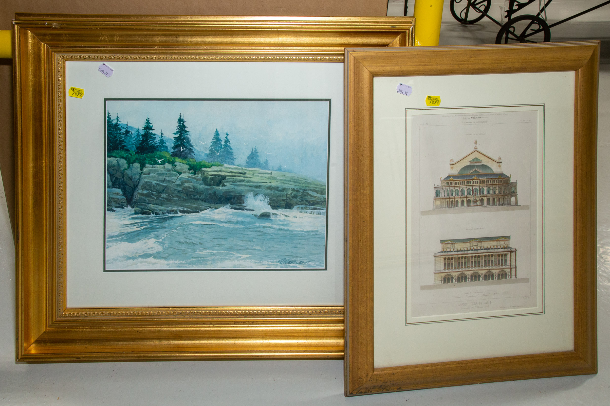 Appraisal: TWO FRAMED ARTWORKS Image of Paris Watercolor print