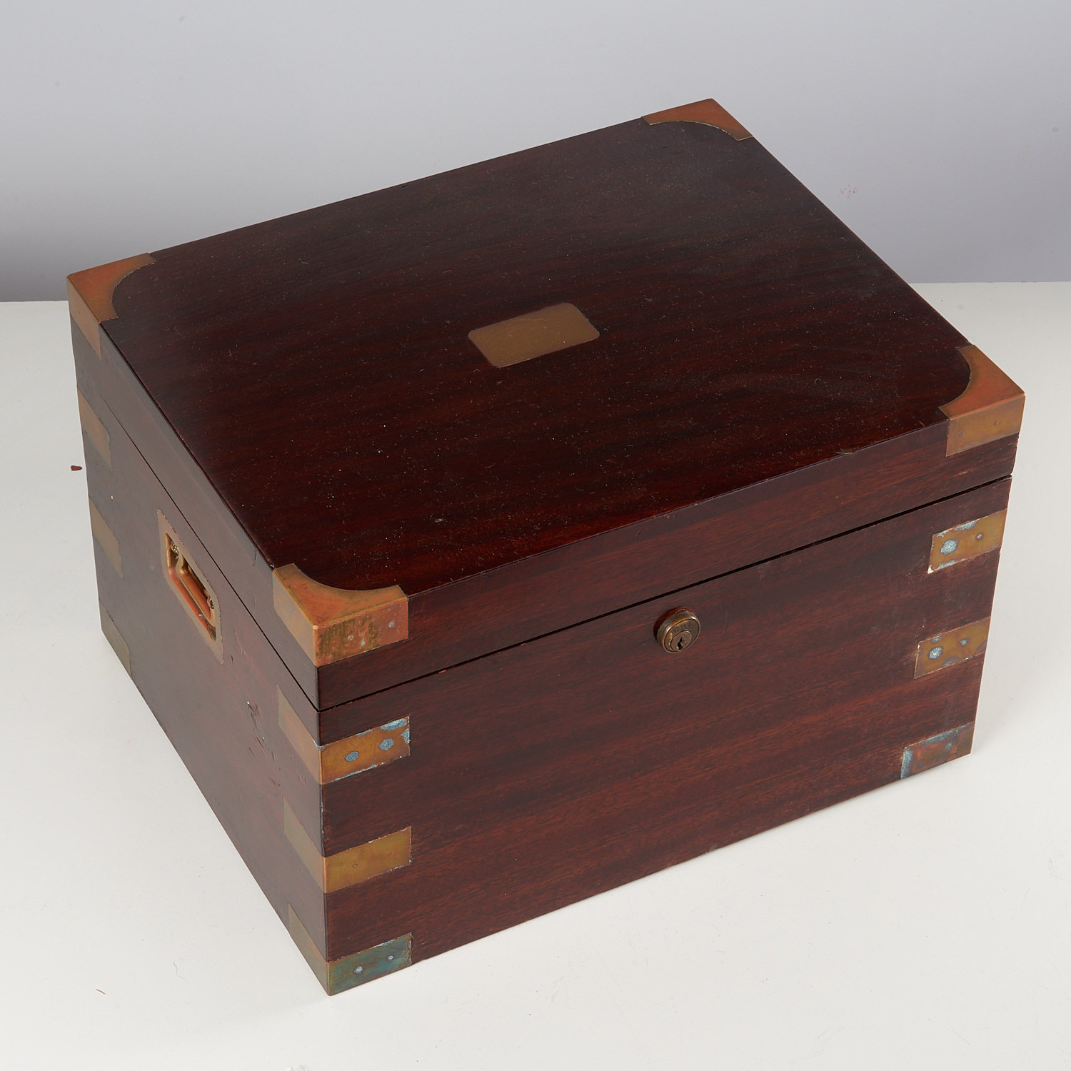 Appraisal: BENSON HEDGES MAHOGANY CAMPAIGN STYLE HUMIDOR th c English brass