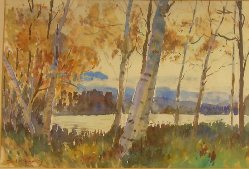 Appraisal: Framed Watercolor and Graphite on Paper of Autumn Birches by