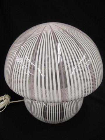 Appraisal: Art Glass Lamp mushroom shape linear pink white decor