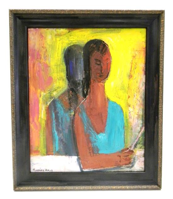 Appraisal: Marion Huse American - Modern Portrait with Reflection oil on